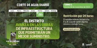 Racionamiento de agua en Bogotá para el viernes 8 de noviembre 2024 