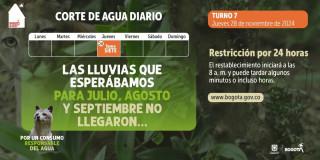 Racionamiento de agua en Bogotá, Funza, Madrid jueves 28 de noviembre