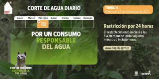 Racionamiento de agua en Bogotá y Soacha miércoles 27 de noviembre