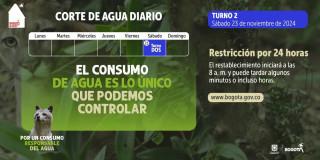 Racionamiento de agua en Bogotá y Cota sábado 23 de noviembre 2024