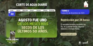 Racionamiento de agua en Bogotá y Cota lunes 2 de diciembre de 2024