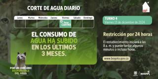Racionamiento de agua en Bogotá y Soacha viernes 13 diciembre 2024 