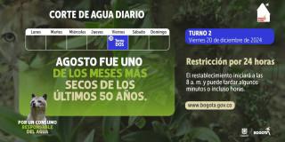 Racionamiento de agua en Bogotá y Cota 20 de diciembre de 2024 