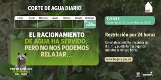 Racionamiento de agua en Bogotá y Soacha domingo 22 diciembre 2024 