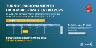 Racionamiento de agua en Bogotá y Soacha miércoles 8 de enero de 2025 