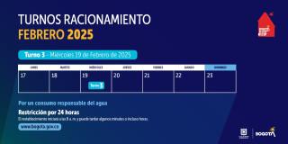 Racionamiento de agua en Bogotá miércoles 19 de febrero de 2025 