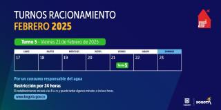 Racionamiento de agua en Bogotá viernes 21 de febrero de 2025 