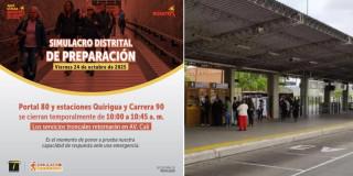 Fotos e imagen del Simulacro en Bogotá y del Portal Calle 80 de TransMilenio