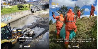 Jornada de limpieza en la quebrada Chiguaza en Bogotá 