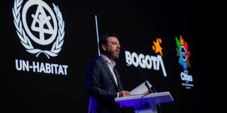 Imagen del alcalde Carlos Fernando Galán en la inauguración del Día Mundial de las Ciudades