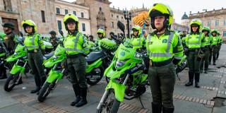 En la foto policías en un evento de seguridad en la Plaza de Bolívar