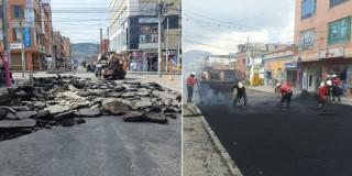 Obras en Bogotá de rehabilitación de vías en el barrio 20 de Julio 