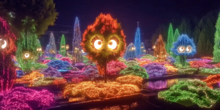 Imagen de uno de los escenarios del Festival Brilla donde se ven los personajes y la mágia de las luces y lo digital.