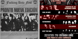 Imagen del cartel con información del evento y a la izquierda otro cartel a blanco y negro, también con información del evento