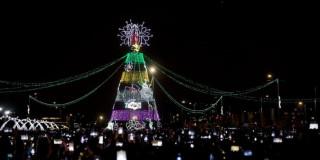 Foto de un árbol de Navidad de gran altura en Bogotá.