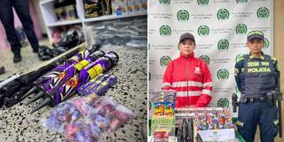 Fotos de los 20 kilos de pólvora incautados en el sector de San Victorino, en el centro de Bogotá.