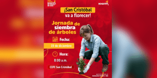 Imagen con información del evento de la siembra de árboles