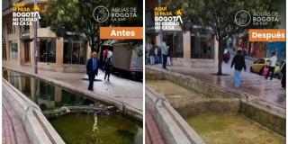 Foto que muestra piletas del Eje Ambiental en la Av. Jiménez 