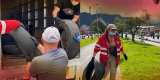 Fotos del operativo de espacio público en el Canal Comuneros en el centro de Bogotá.