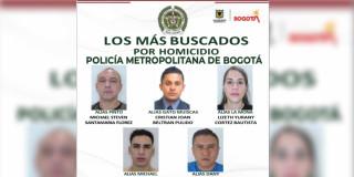 Foto del cartel de los más buscados en Bogotá, los 'Egolios’, por hurto a comerciantes, a vehículos de valores y por homicidio.