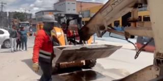 Foto de trabajos en vías de Bogotá.