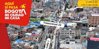 Foto aérea de la transversal 22 con avenida calle Primera en donde se realizaran cierres por obras de la Línea 1 del Metro.