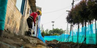 Foto de obras en vías de Bilbao en Suba.