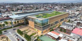 Render de una fachada de una de las estaciones del Metro Bogotá