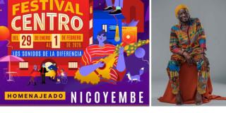 Imagen del carte con la información del festival Centro y foto de Nicoyembe