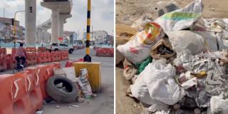 Fotos de basuras y escombros en frentes obra de Línea 1 Metro Bogotá.