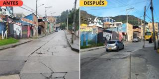 Foto de la vía intervenida en la localidad de San Cristóbal.