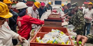 Ejército Nacional brindando apoyo al Banco de Alimentos de Bogotá en el alistamiento y empaque