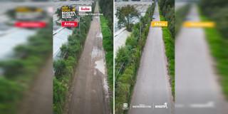 Foto del arreglo de una vía en Suba