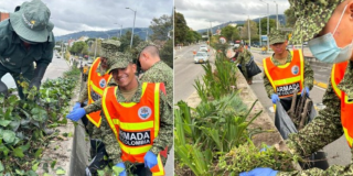 Imagen de militares en la renaturalización de la ciudad.