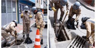 Fotos de limpieza de sumideros en Bogotá 