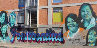 Foto de un mural sobre derechos de mujeres y equidad de género en Fontibón, al occidente de Bogotá. 