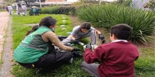 Foto de estudiantes realizan mantenimiento a parque del Sosiego