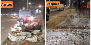 Foto que muestra residuos en las calles y en las otra foto 