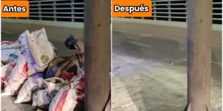 Foto que muestra un lado con residuos y uno sin residuos 