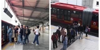 Foto de personas haciendo fila en TransMilenio