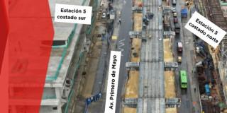 Foto de frente de obra del Metro 