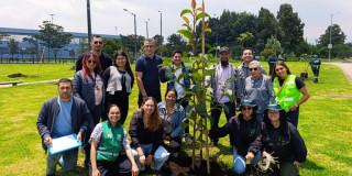 Personas participan en actividad de siembra en Fontibón.