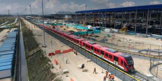 Foto de un tren del Metro de Bogotá en el Patio Taller de Bosa.