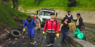 Foto del operativo de recuperación de la ronda del río Fucha, al suroriente de Bogotá.