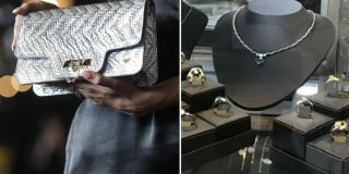 Fotos de productos de cuero y joyas en establecimientos del programa 'Bogotá Corazón Productivo'.