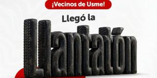 Publicidad 'Llantatón' en Usme, al sur de Bogotá.