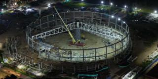 Foto panorámica de la estructura metálica en Velódromo de Gibraltar 