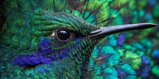 Foto de un colibrí zafiro coroniazul.