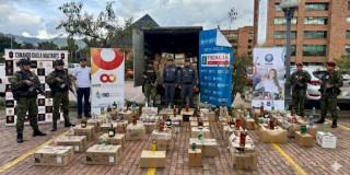 Mercancía incautada por el Ejército, la Fiscalía y la Gobernación de Cundinamarca.