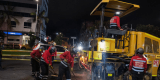 Imagen de trabajadores en un frente de obra para recuperar la malla vial.